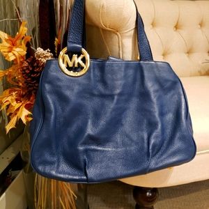 MICHAEL KORS Navy Blue Leather tote